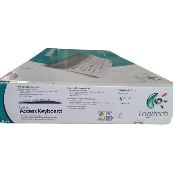 Vtg Logitech Access Keyboard PS/2 Wired 967225-0403 With Palm Rest in Box - Picture 13 of 13